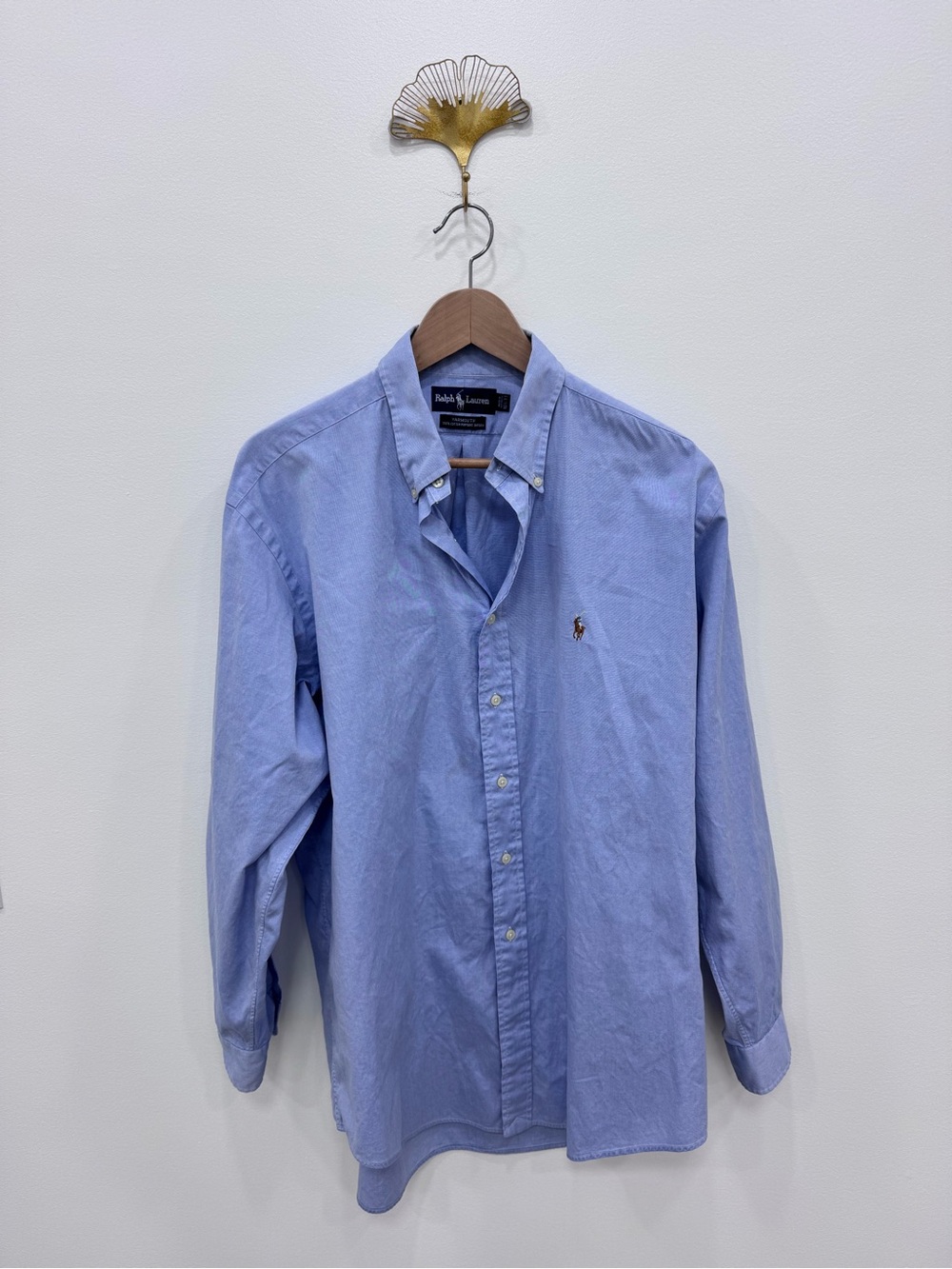 Ralph Lauren Men's Yarmouth Pinpoint Oxford Blue Dress Shirt 16 1/2 33